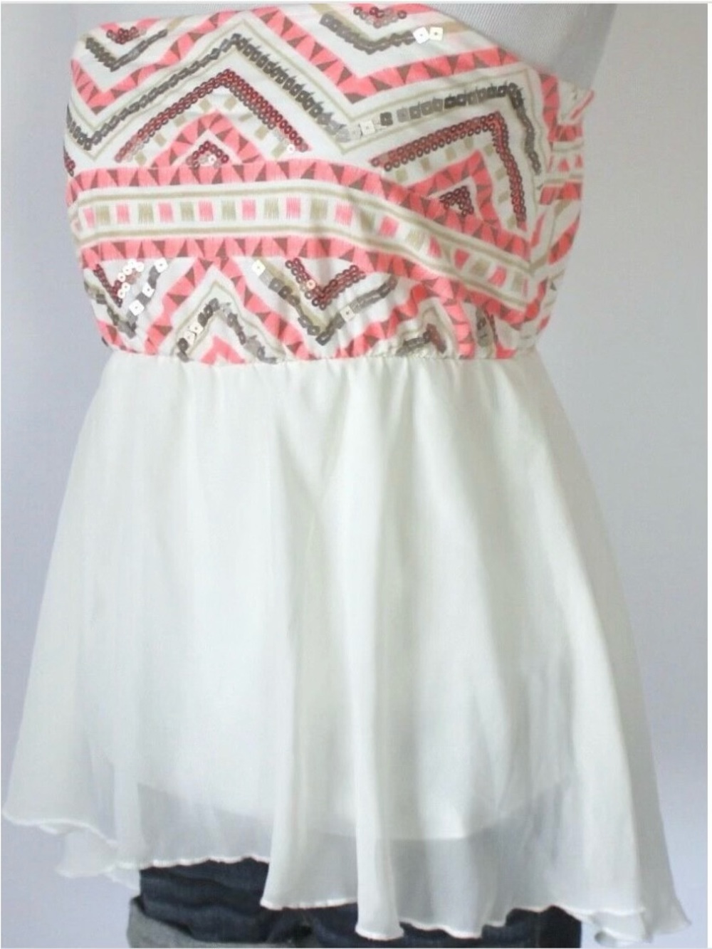 Almost Famous Sequin Embellished Strapless Tube Top Blouse